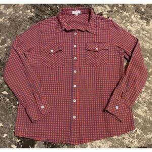 Pink Lily Red & Blue Checkered Button-Up Shirt - Size M